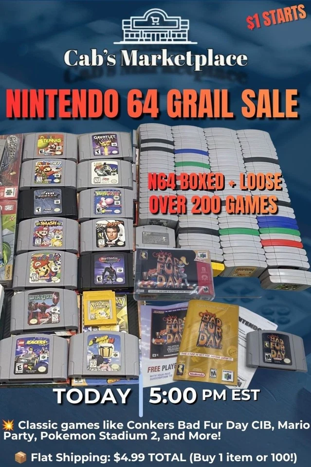 N64 GRAIL SALE🔥DAY TWO - N64, CIB+Loose, Clayfighters, Mario Party, etc