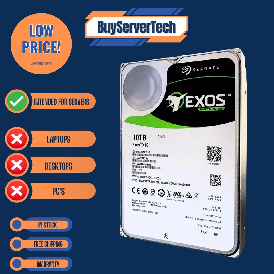 Seagate Exos ST10000NM0096 10TB 7200RPM 12Gb/s 256MB 3.5" SAS Enterprise HDD - Image 4 of 4