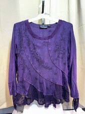 Sacred Threads Womens L Purple Embroidered La...