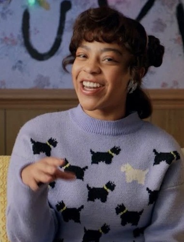 NWT Stranger Things XS 0-2 Season 5 Erica Scottie Dog Sweater Blue No Boundaries - Afbeelding 8 van 9