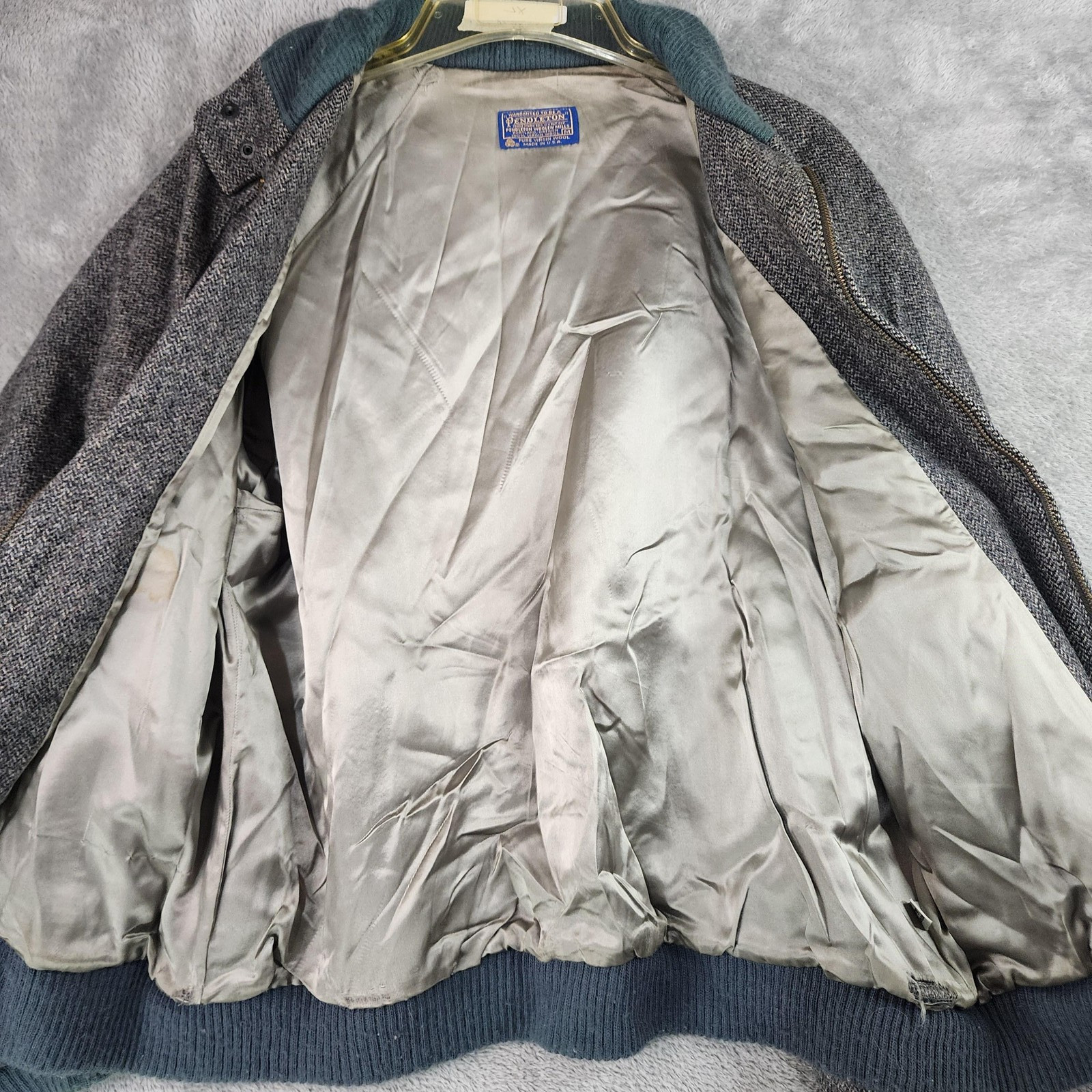 Pendleton Jacket Mens Medium Gray Wool Herringbon… - image 10