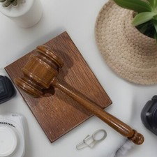 Vintage Wood Gavel Wooden Judge Auctioneer Mallet Ornate Auction Court Prop