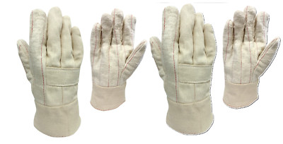 2 PAIRS - MEDIUM Cotton Palm Canvas Back Work Gloves Safety Cuff Work Gloves HR