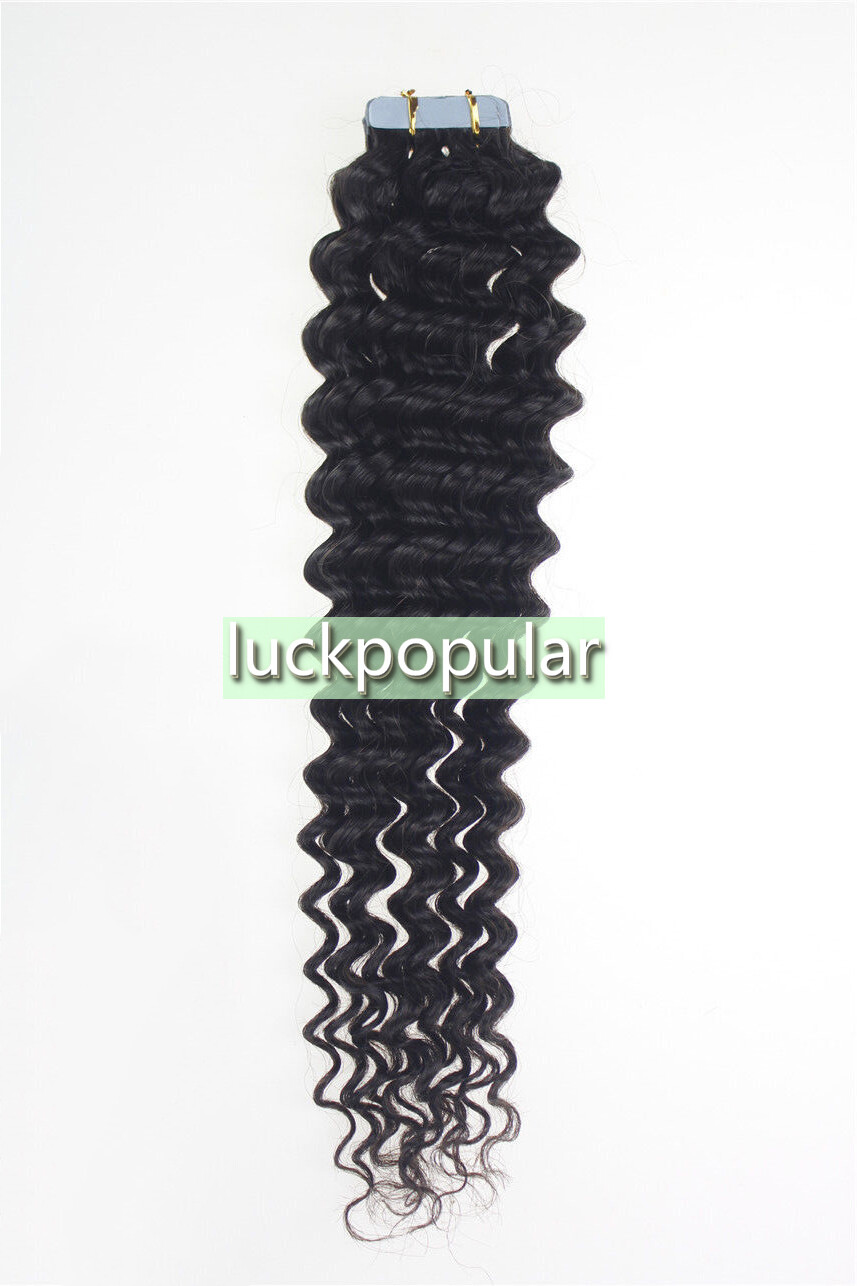Seamless Tape-in Human Hair Extensions Skin Wefts Remy Curly Hair Fashion Colors - Picture 7 of 77