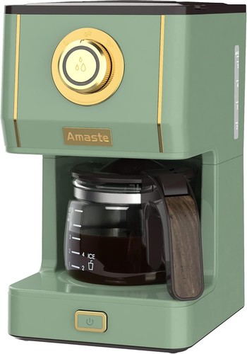 Amaste Retro Style Kaffeemaschine 25 Unzen 5 Tassen Grün Gold Getestet Funktioniert