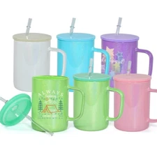 USA Warehouse 17oz sublimation Glass Cups Shimmer Blanks Mugs w/ Colored Lids