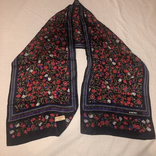 Vintage Silk Scarf KOKORO For KOKORO Made In Japan Floral 11x 51