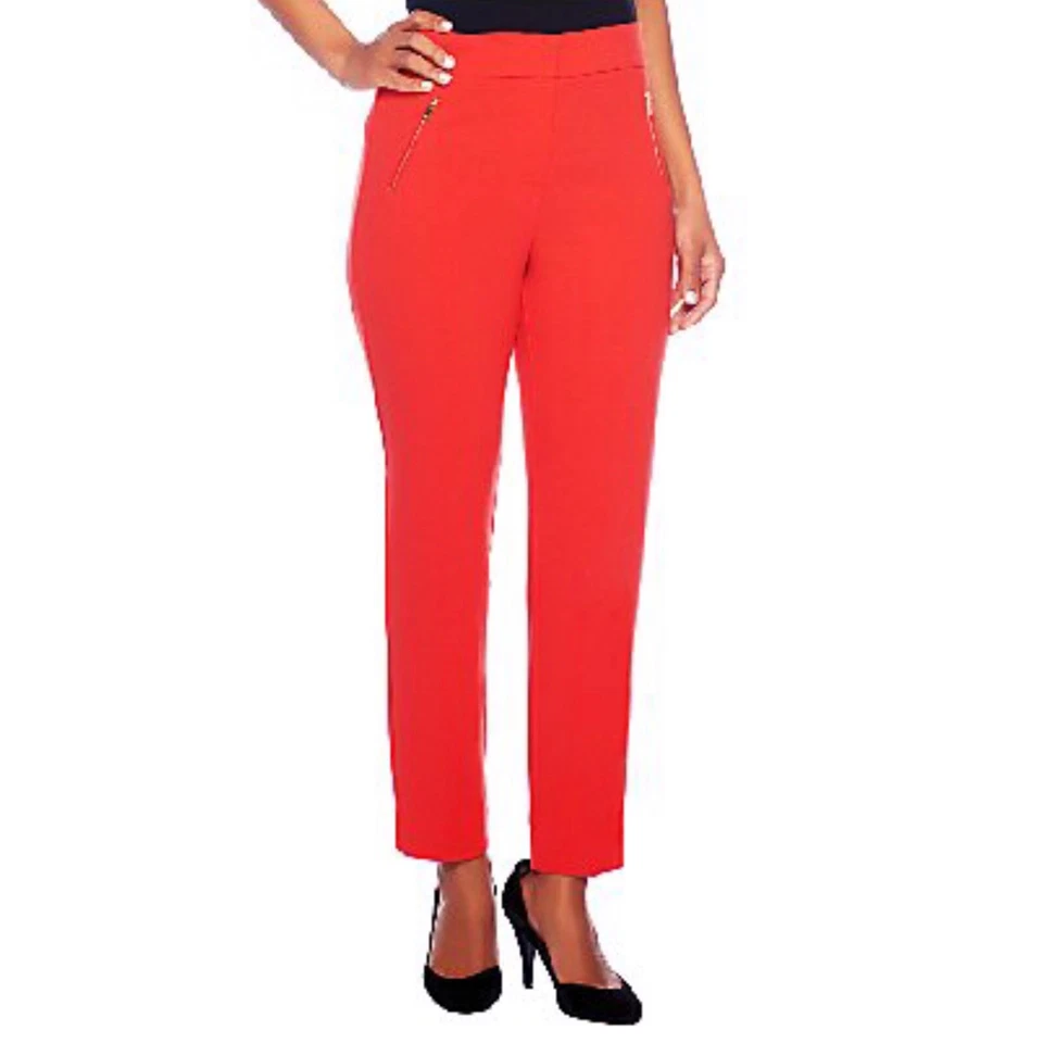 Pantalones de crepé elásticos George Simonton con bolsillos con cremallera nuevos con etiquetas 26W negros A240777 Foto 2 de 4