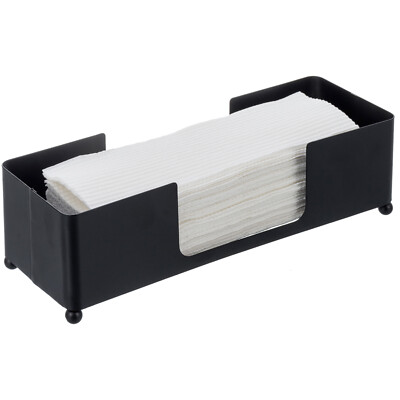 Black Metal Folded Paper Towel Holder, Countertop Bathroom Napkin Dispenser Tray
