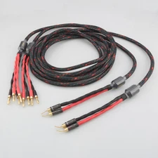 HiFi Speaker Wire Cable With Banana Pin Plug Speaker Bi-Wire Cable Line Pair