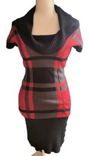 Red Black Gray Sweater Dress Size Medium 