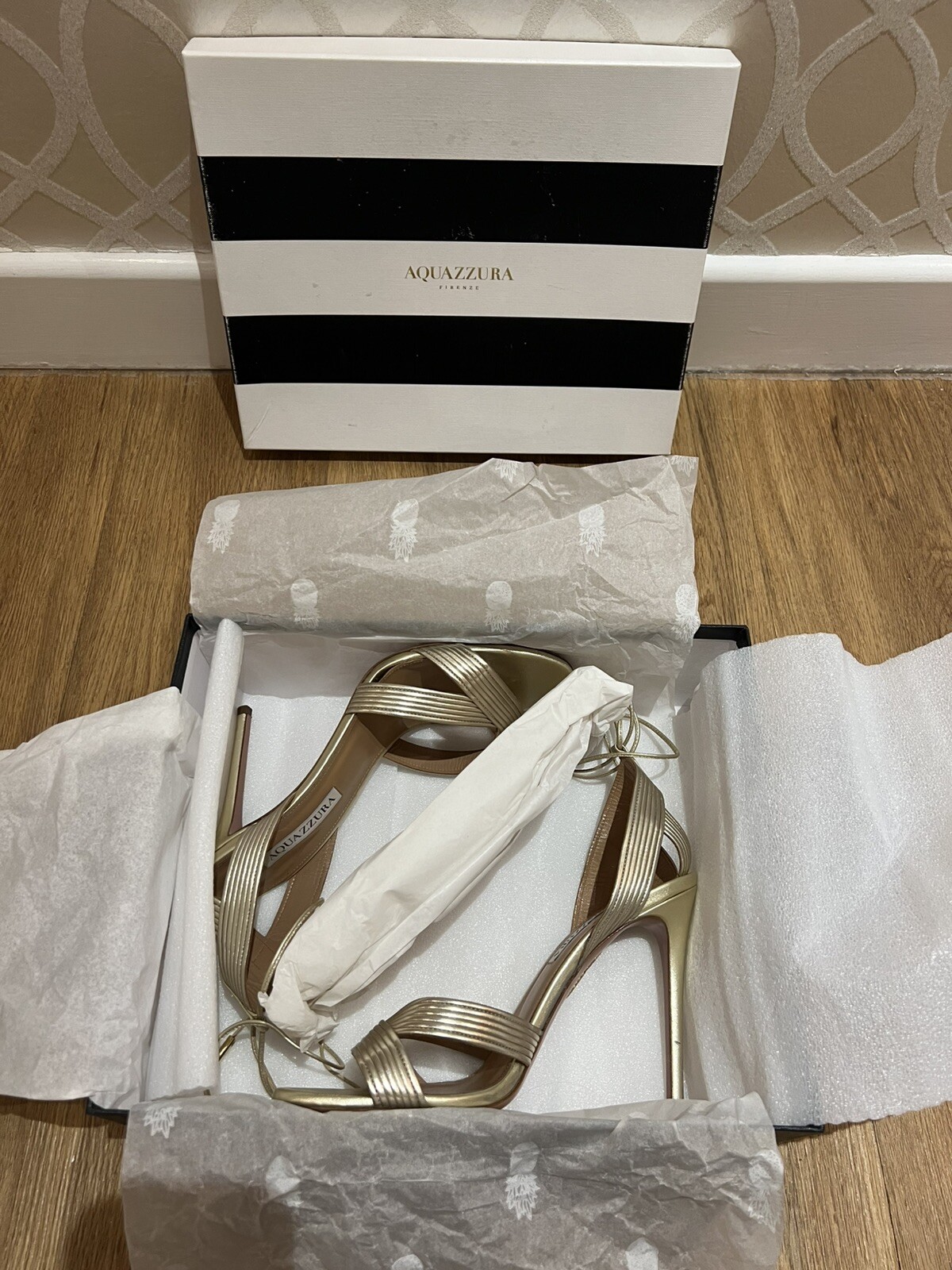 Aquazzura Ari 105 Metallic Leather Sandals Gold Net A Porter Revolve Heels 39.5