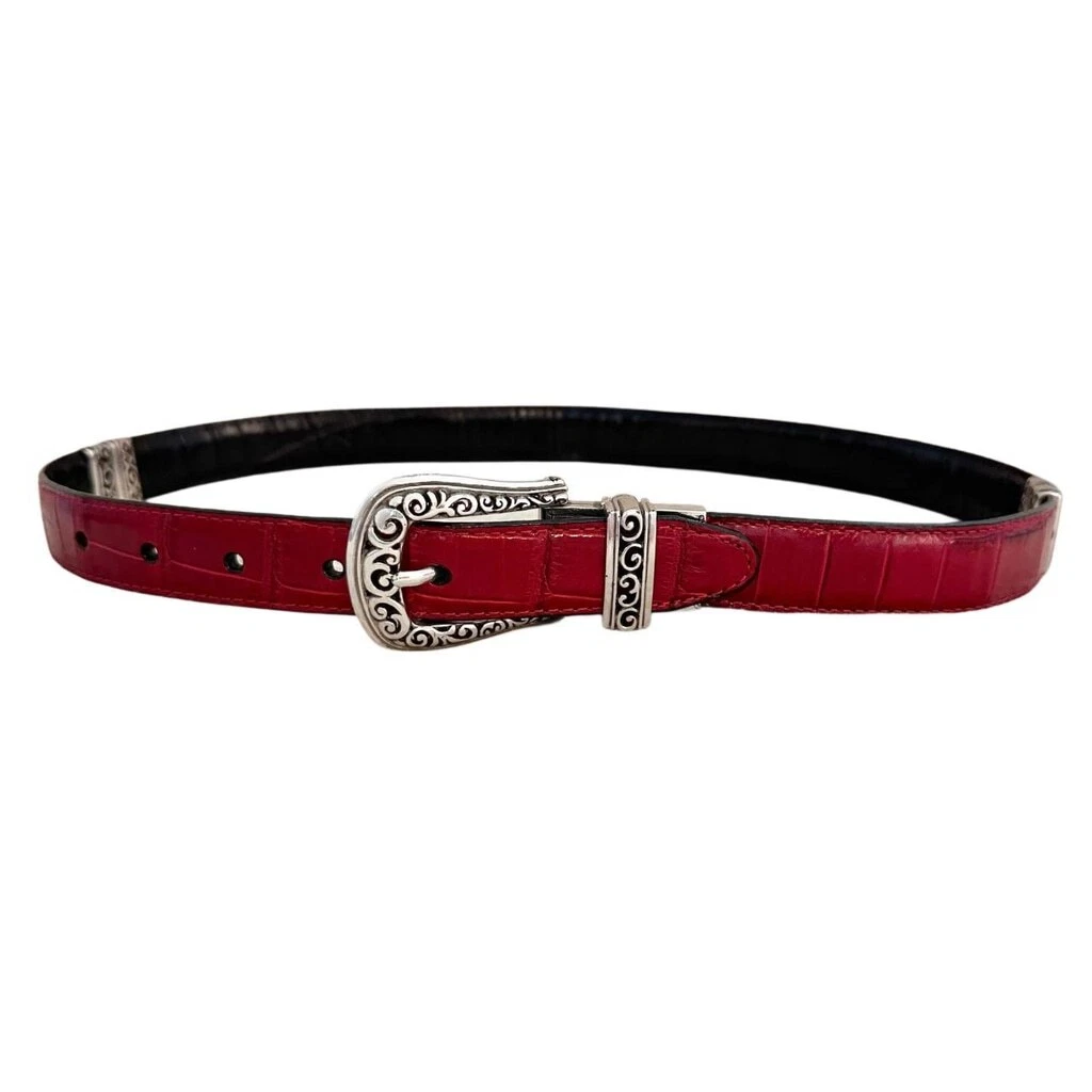 VTG Retro Snake Skin Hook on gold buckle Slim Red Belt adjustable SZ M Snakeskin Size M Red Belts for Women for sale | eBay main image 4