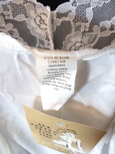 Vintage Slip Nightgown Lingerie Lace Nylon Sz S 32 Bust White 1960s NOS - Picture 7 of 8