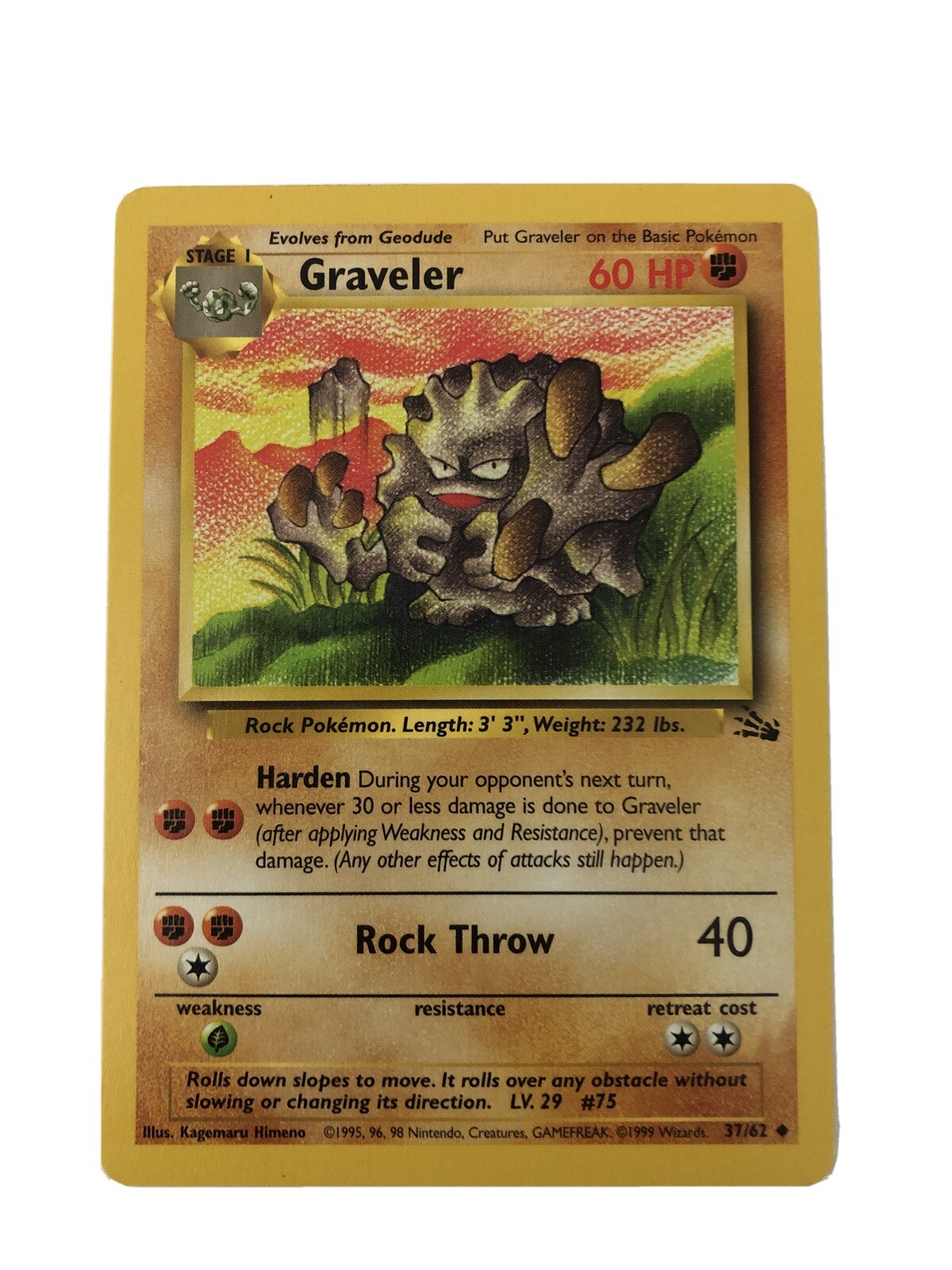 Pokemon Graveler Uncommon 37/62 Fossil NM/M 1999 Wizards