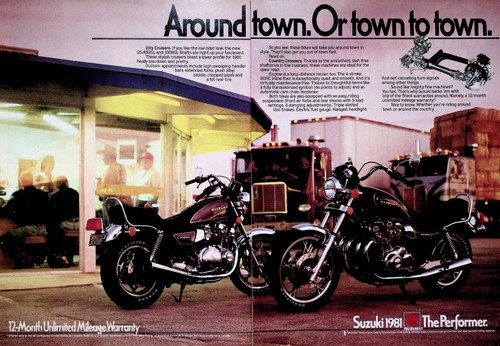 1981 Suzuki GS850GL GS1000GL - 2-Page Vintage Motorcycle Ad