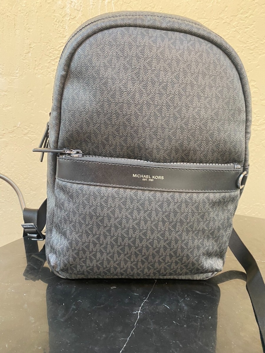 Michael Kors Unisex Backpack Greyson Pebble Black & Gray | eBay display picture 1