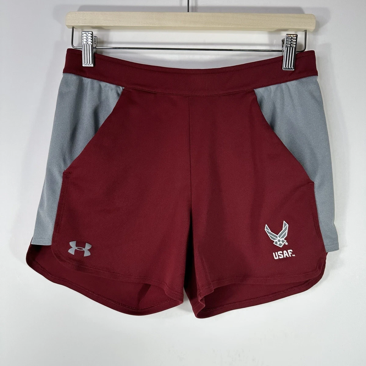 Under Armour HeatGear USAF US Air Force Athletic Gym Shorts Red Women s Medium M