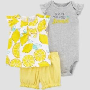 Just One You 3 months sizes Baby Girls' Lemon Top & Bottom Set