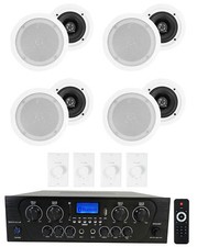 Rockville 4-Room Home Audio Kit w/Receiver White Ceiling Speakers Wall Controls