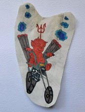 original produx color antique colorado hot stuff devil biker tattoo flash cut