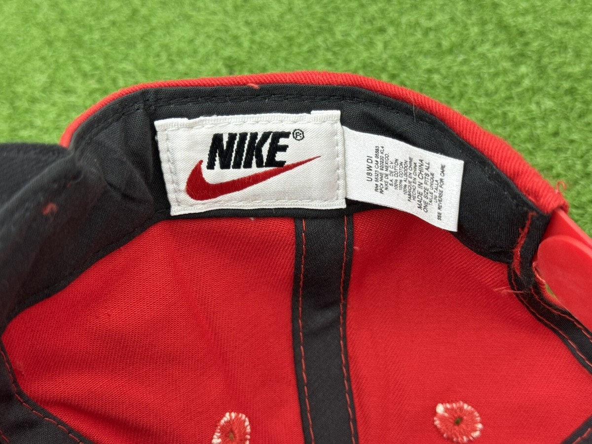 NEW Vintage 1990's NIKE Red & Black Snapback Hat One Size Youth