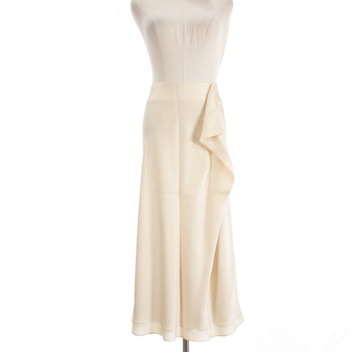 Jonathan Simkhai NWD Midi Skirt w/ Ruffle Size 2 in Creamy Beige Poly Blend