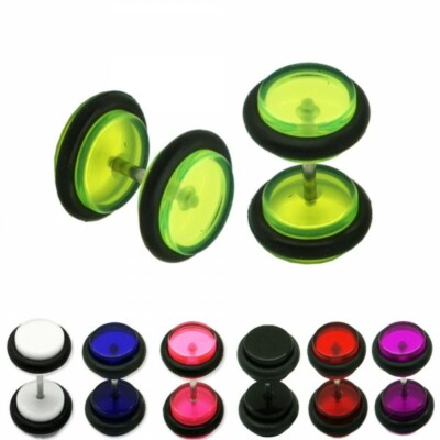 2 Fakeplugs Fake Plug Tunnel Piercing Ohrstecker Ohrring UV Neon