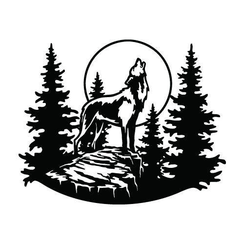 WOLF HOWLING-FOREST CLIPART-VECTOR CLIP ART-CNC PLASMA LASER-DXF SVG EPS AI PNG - Picture 1 of 4