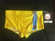 Swordfish Trunks VINTAGE YELLOW 80’s Swimming Budgie Smugglers Briefs SMALL