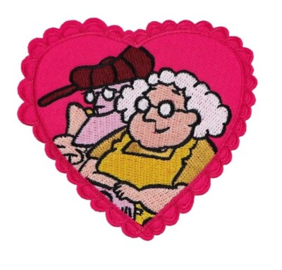 Classic Cartoon Cowardly Dog Characters in Heart Embroidered Iron on Patch