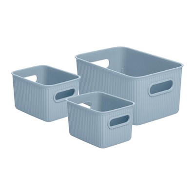 Superio Ribbed Collection - Decorative Plastic Open Home Storage Bins Organiz...