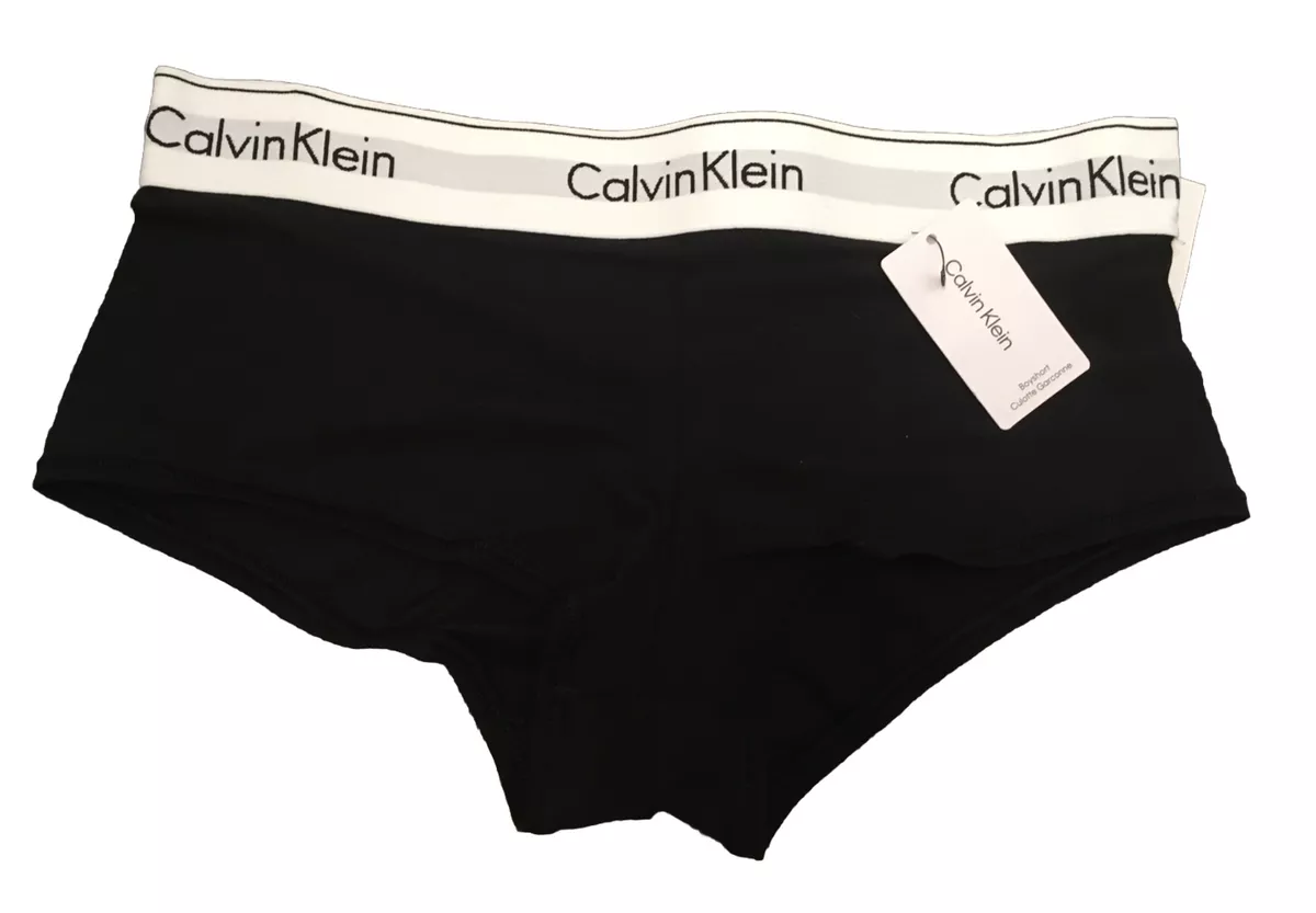 New CALVIN KLEIN Modern Cotton Logo Boyshort Panty Black Size XS $24 NWT