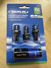 6-  Merlin 4 PC High Flow Aluminum Coupler Connector Kit 1/4” NPTM- Fits 1/4”