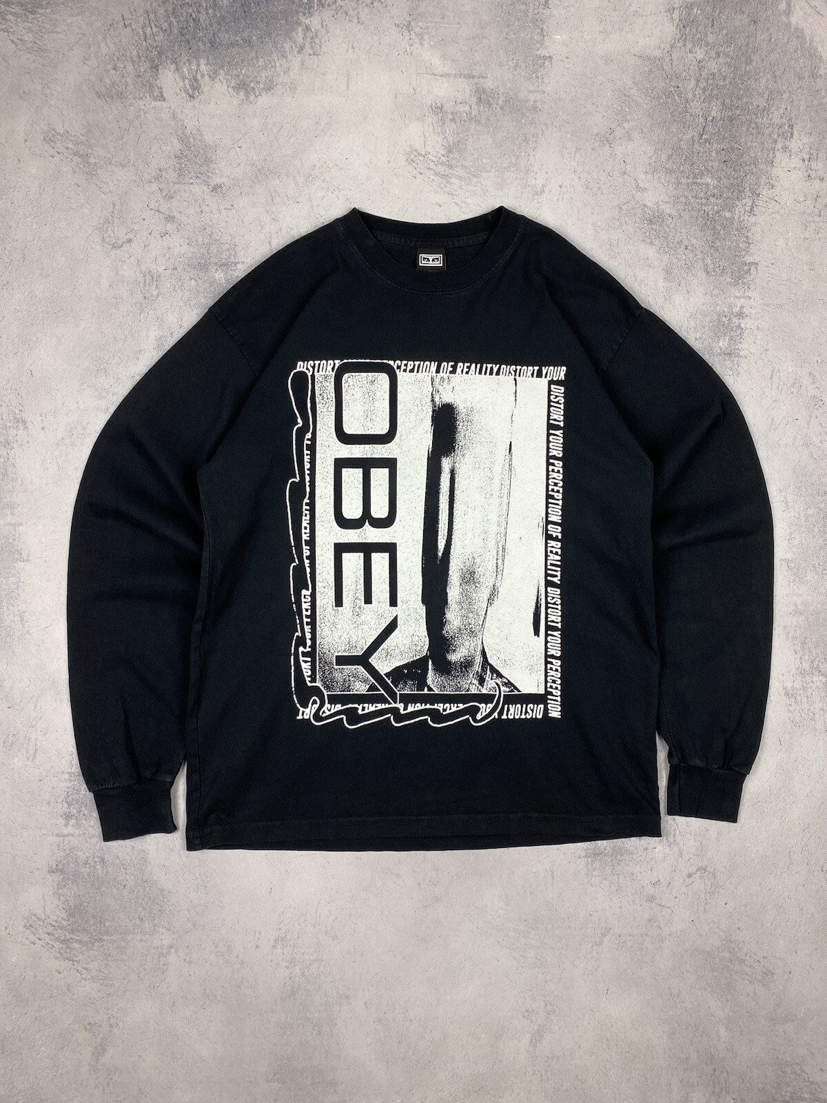 Vintage Y2K Obey Double Big Logo Long Sleeve Graphic Men’s T Shirt Size Medium