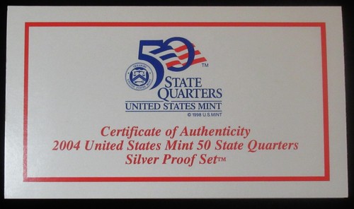 2004 5 Coin Quarters US Mint Silver Proof Set CoA in Original Box - Picture 3 of 5