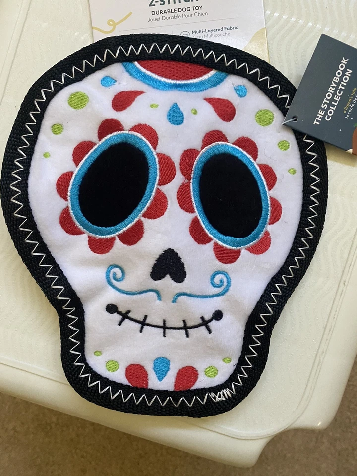 ZippyPaws Z-Stitch Halloween Dog Toy Sugar Skull Day of the Dead Durable Squeaky - Image 2 of 4