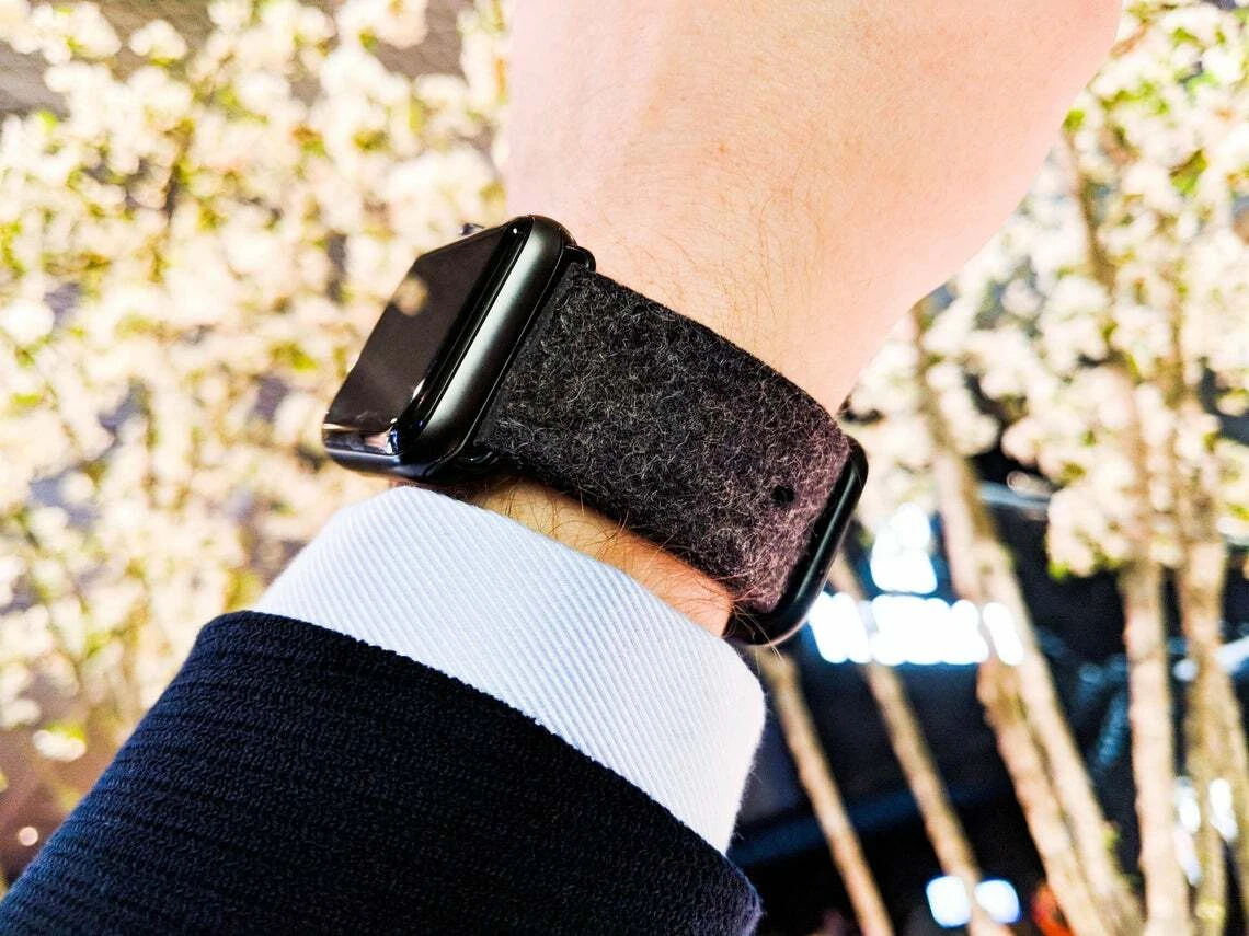 Handmade Merino Wool band for all Apple Watch watches in M L size Grey