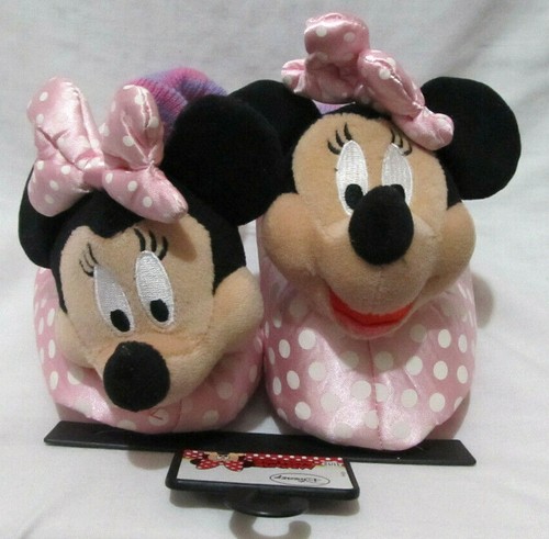 Disney Minnie MouseToddler Girls Size 11-12 Plush Polka Dot Slippers - Picture 2 of 7
