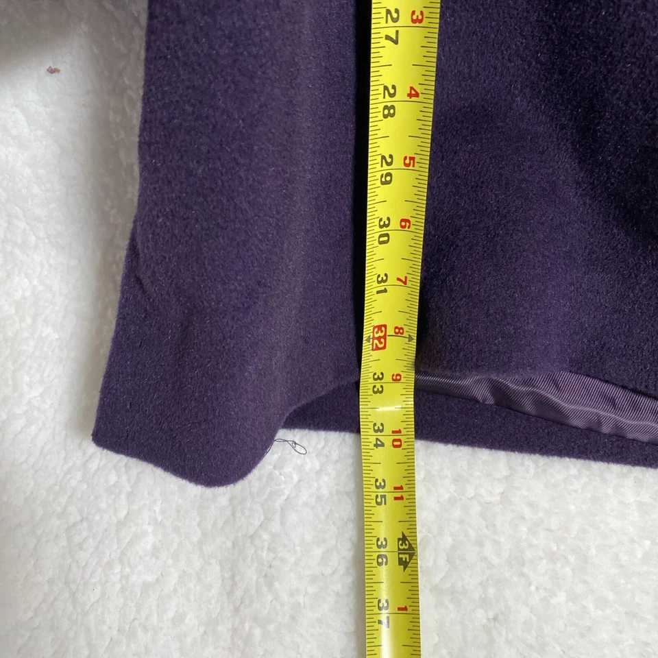 Ellen Tracy Wool Angora Blend Coat Black Button Front Closure Size 10 Plum Color - Image 4 of 4