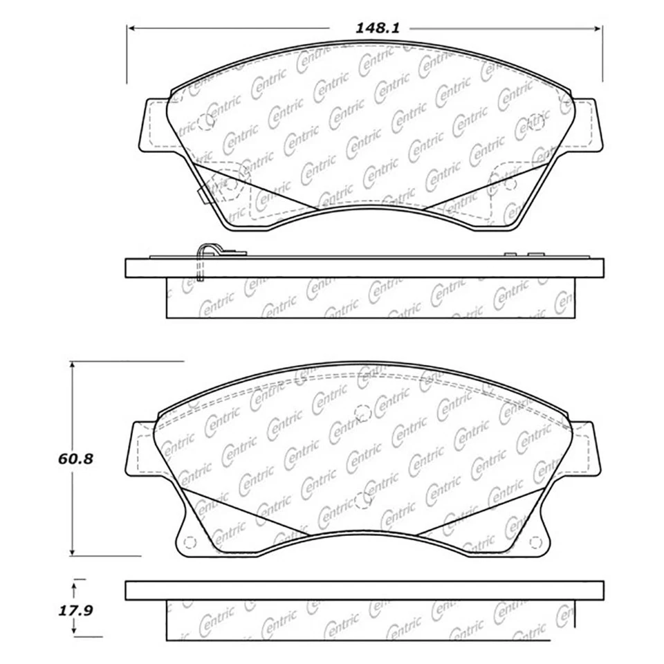 Pastillas de freno delanteras + traseras Posi-Quiet de cerámica + zapatas 2X para Chevrolet Sonic 2012 Foto 4 de 4