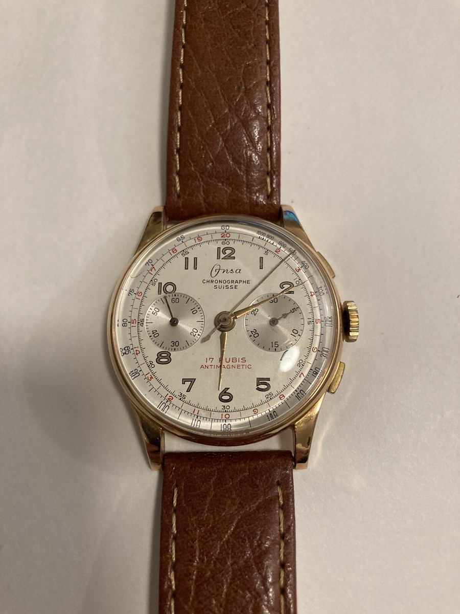 onsa chronographe suisse 18k 17 Rubis 1950's Watch | eBay