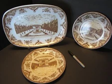 Vintage 3 Pc. Set MELAMINE MELMAC WARE PLATTER PLATES TRAY 14" W. 1970's