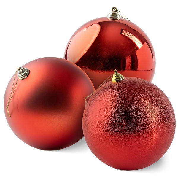 XL Kunststoff Christbaum Kugel 20Cm Rot - 3Er Set - Tannen Baum Deko Schmuck-image