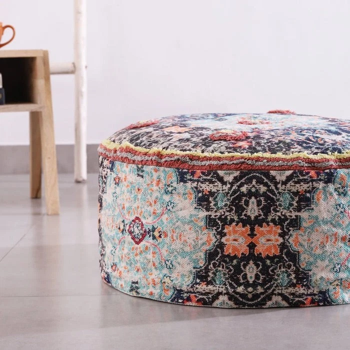 Ottoman Pouf - Round Footstool | Moroccan Style - Image 3 of 4