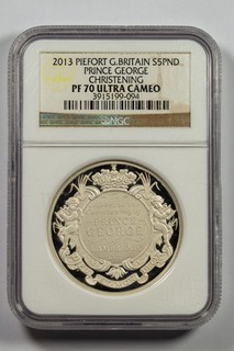 2013 Prince George Christening 5 Pound Silver Proof NGC PF 70 Ultra Cameo