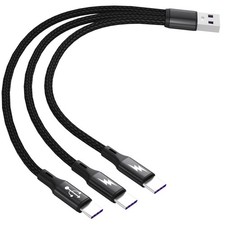 GELRHONR USB C Splitter Cable,USB A Male to 3 Type-C 1 Pack 0.2M, Black