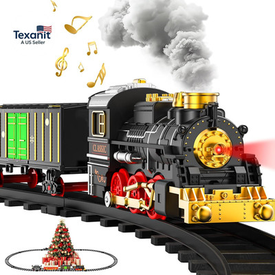 Train Set Train Toys for Boys with Smokes, Lights and Sound (On/Off), Train Set