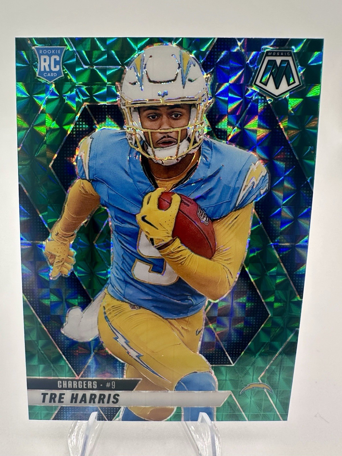 2025 Mosaic Football #326 Tre Harris Green Mosaic Prizm Los Angeles Chargers NFL