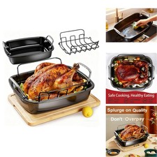 PinAmigos 25 Lb Nonstick Turkey Roasting Pan w/Rack, 17.3 In, Included
